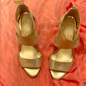 Jessica Simpson Gold high heel sandals. Never worn